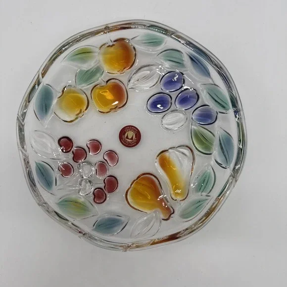 Walther Glas German Bowl Dish With Colored Fruit NEW grapes Cherries Pears - Picture 2 of 9